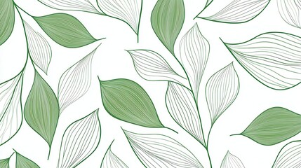 A beautiful seamless pattern featuring green leaves, perfect for nature-themed designs, wallpapers, and textile patterns.