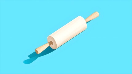 Rolling pin vector in pastel tones, placed isometrically, simple and clean design, fitting for a cute baking and cooking sticker collection