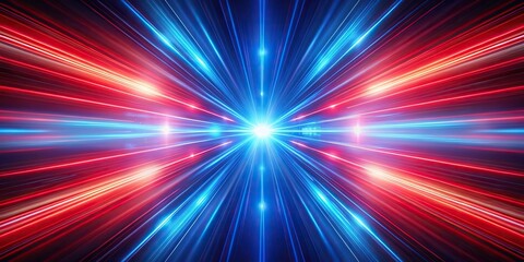 abstract red and blue light speed background with symmetrical streaks