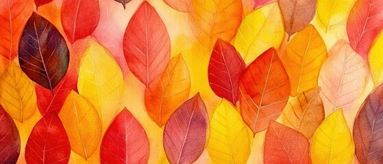Obraz premium Colorful autumn leaves in vibrant shades of yellow, orange, and red create a striking background of natural beauty.