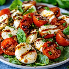 Fresh Caprese Salad with Ripe Tomatoes and Basil