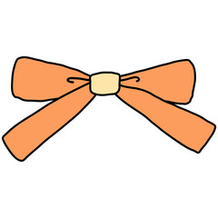 Orange Coquette ribbon bow tie doodle hand drawn vector illustration 