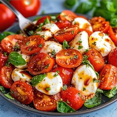Fresh Caprese Salad with Ripe Tomatoes and Basil