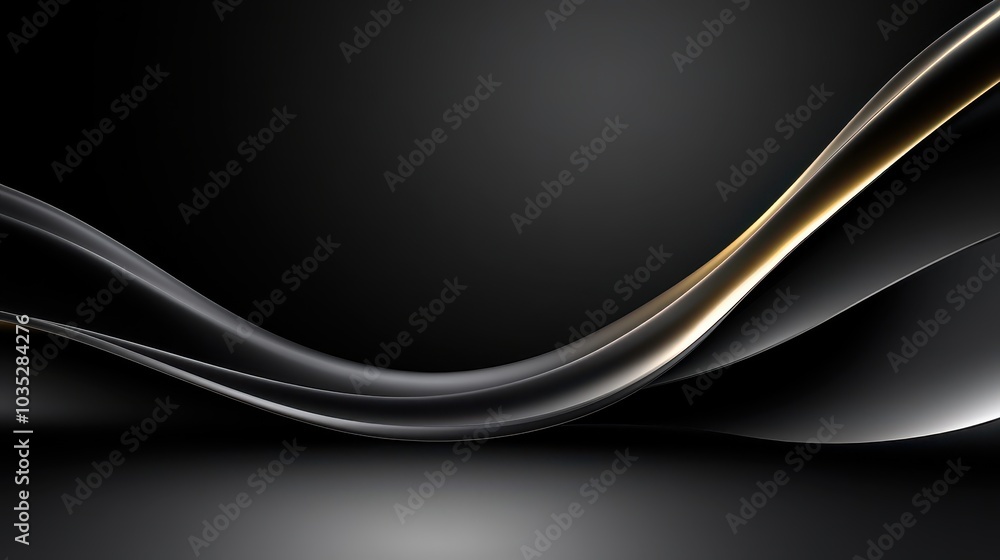 Poster a black background with a minimalistic design, featuring soft shadows and a sleek finish.