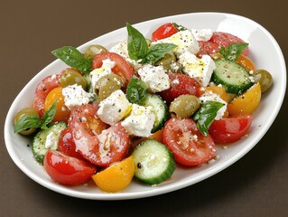 Fresh Greek Salad with Vibrant Vegetables and Herbs