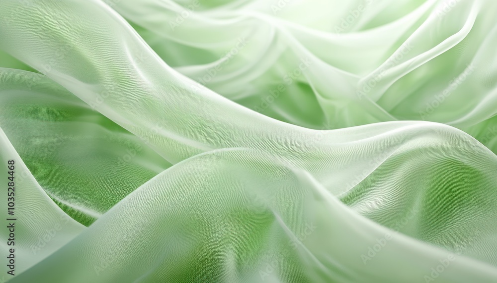 Poster abstract green fabric background with soft folds and wrinkles.
