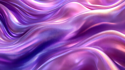 Obraz premium Flowing Purple Fabric, Shimmering Waves of Satin with a 3D Effect, Abstract Purple Texture, Gradient Color with a Subtle Metallic Sheen, Silk Fabric in Motion