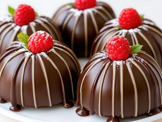 Elegant Chocolate Dessert with Raspberries