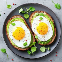 Elegant Plated Poached Eggs on Avocado Toast