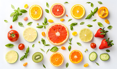 Naklejka premium vegetable and fruits photo or illustrator on white background