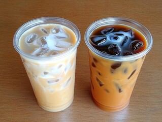 Refreshing Iced Coffee with Milk and Swirls