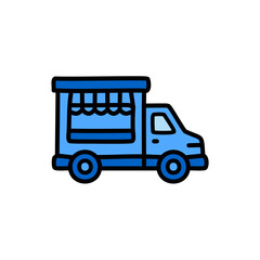 Coffee truck icon. Vector illustration. Flat design style.