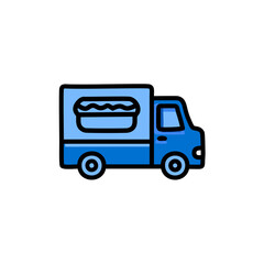Fast food truck icon. Fast food delivery symbol. Vector illustration.