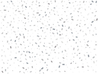 Magic silver Rectangular glitter confetti background. White festive texture.