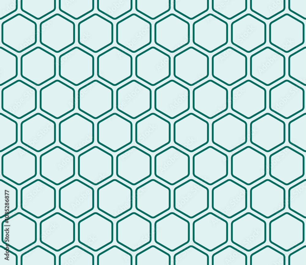 Poster hexagon vector pattern. teal color on matching background. bold rounded hexagons mosaic pattern. hex