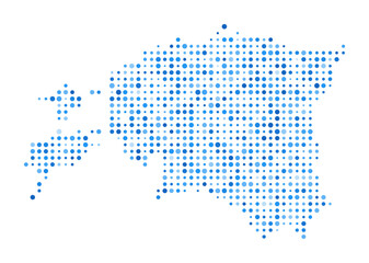Fototapeta premium Estonia Dot Map. Country Digital Style Shape. Estonia vector image. Country shape blue circular dots. Awesome vector illustration.