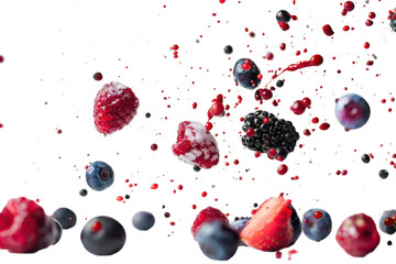 Vibrant Mix of Fresh Wild Berries Including Strawberries, Raspberries, and Blueberries Perfect for Healthy Desserts and Smoothies with a Touch of Nature's Charm