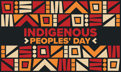 Indigenous Peoples' Day. Native American Day. American Indian culture. Heritage Month. Celebrate annual in United States. Tradition pattern. Poster, card, banner and background. Vector illustration