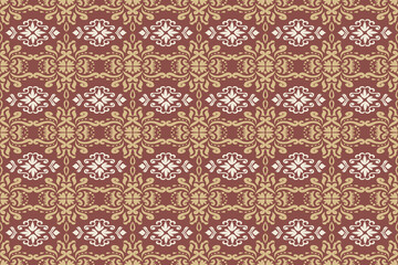 Oriental flora damask seamless pattern embroidery, art ornament print.  Design for tile, carpet, cover, wallpaper, wrapping paper, fabric, clothing, bag, and decoration.