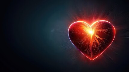 A large, bold red heart glowing in the center of a black background for striking contrast.
