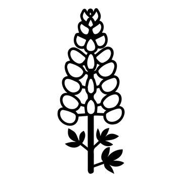 black lupine flower simple outline clip art preview