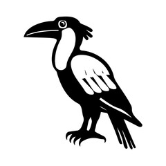Obraz premium Stylized Black Bird Silhouette on White Background