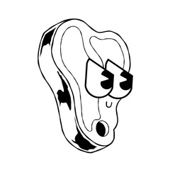 Doodle cute character illustration meat sticker outline