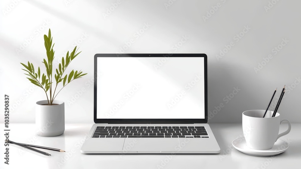 Poster a minimalist laptop mockup with a clean, customizable interface, ideal for app or web design present