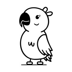 Cute Cartoon Bird Character in Simple Style