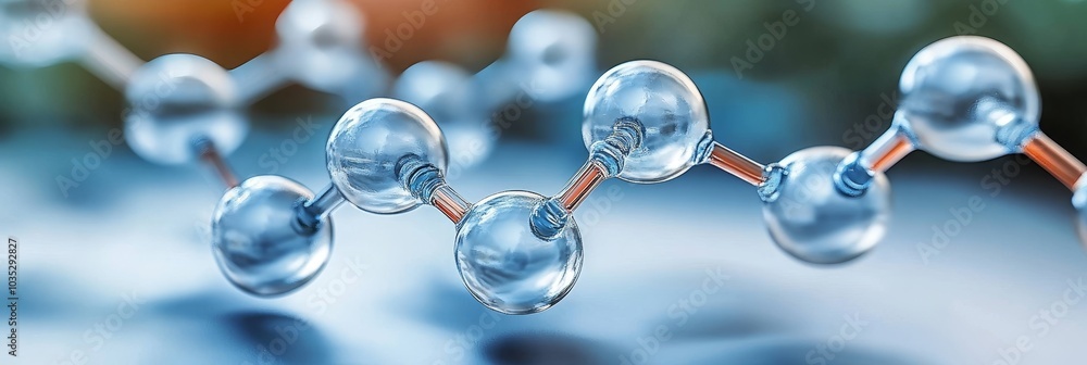 Poster molecular chain connection, network, science concept. structure of molecules 3d rendering.