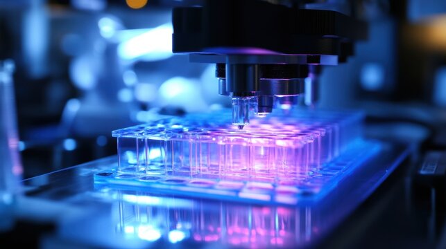 Bioengineered tissues, artificial skin or muscle being created, biolab technology, high-tech medical environment