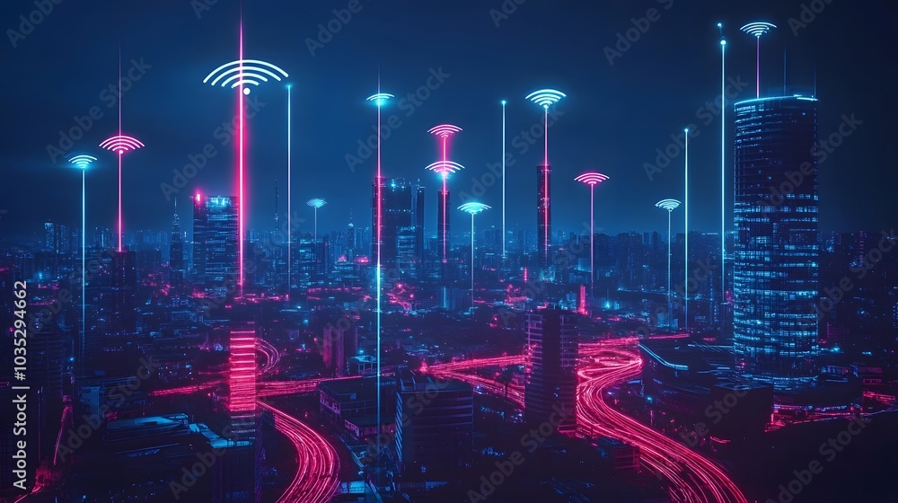 Poster internet network connection wireless communication technology.
