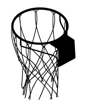 recommend clip art: Basketball hoop and net vector silhouette isolated on white background. Equipment for basket ball court. Play sport game.