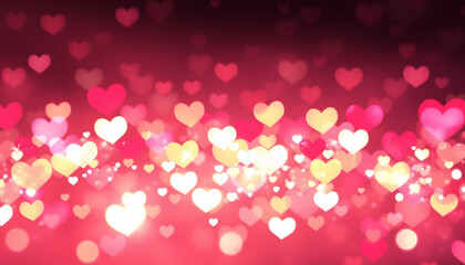 Beautiful shiny hearts and abstract lights background isolated with white highlights, png