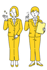 ビジネススーツの女性・シンプルでポップなベクターイラスト