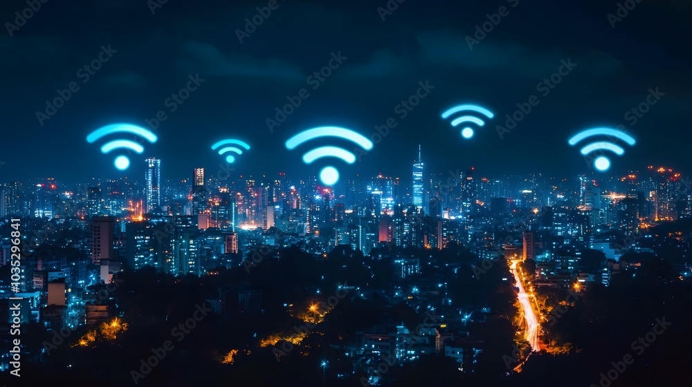 Poster internet network connection wireless communication technology.