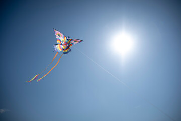 Just the kite in blue sky