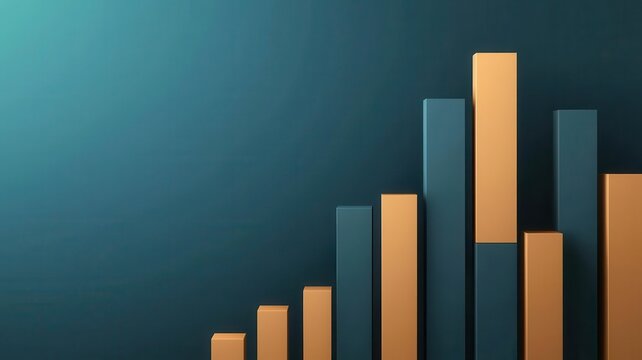 3D bar graph illustrating projected returns on investment, with taller bars representing future profit and return rates over time