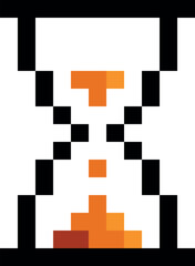 Hourglass pixel icon. Time symbol. Game clock