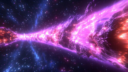 Obraz premium Cosmic Energy Flows Through Galaxy, Creating Glowing Nebulae and Stars