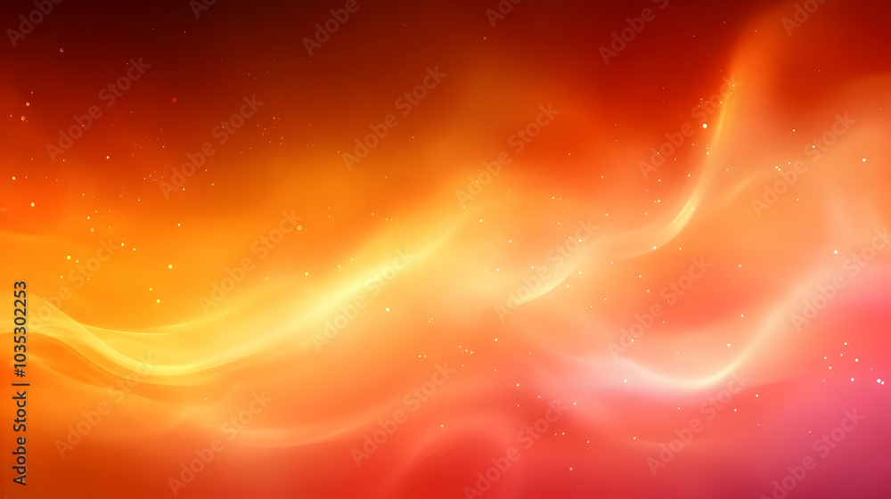 Poster abstract orange and yellow background with subtle glowing waves and sparkles