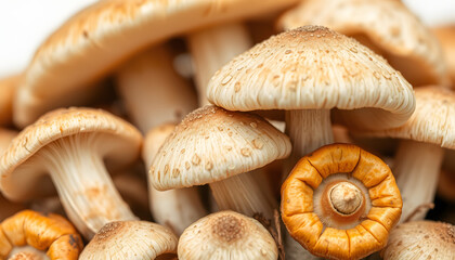 close up of mushrooms isolated with white highlights, png