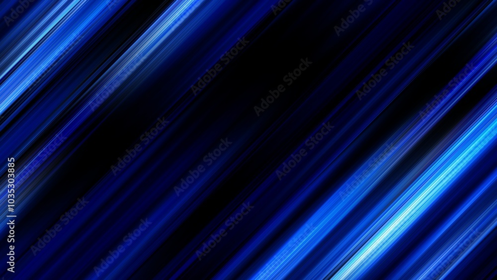Poster abstract blue and black pattern with light gradient, smooth metal texture, and diagonal lines. moder
