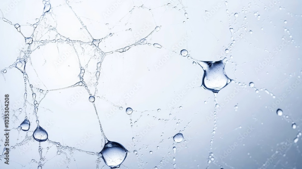 Poster the image features intricate patterns of water droplets and bubbles, highlighting their delicate str