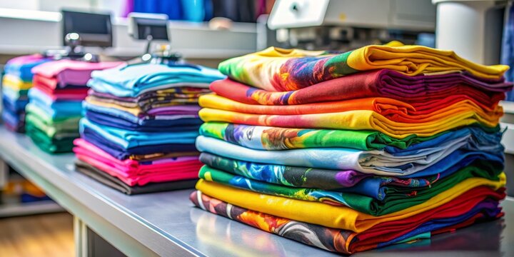 Colorful Stacked T-Shirts Ready for Printing, T-Shirt Printing, Custom Apparel
