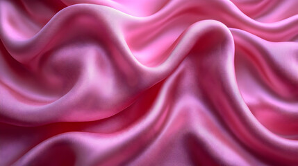 Obraz premium Pink Satin Fabric Draped in Elegant Waves - Luxurious Texture, Smooth, Soft, Flowing, Glimmering