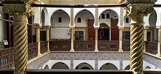 Ancient Islamic architecture in ancient houses in Algiers, Algeria Old palaces in Algiers, the...