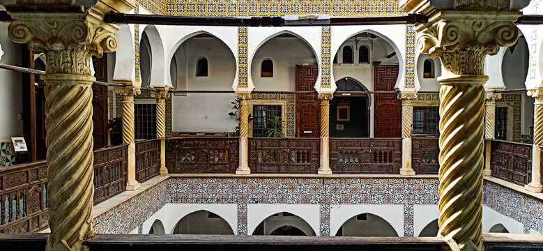 Ancient Islamic architecture in ancient houses in Algiers, Algeria Old palaces in Algiers, the capital of Algeria
