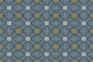 Damask seamless with gray background.  Design for tile, carpet, cover, wallpaper, wrapping paper, fabric, clothing, bag, and decoration.