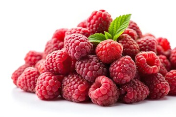 Fresh raspberries isolated on a white background